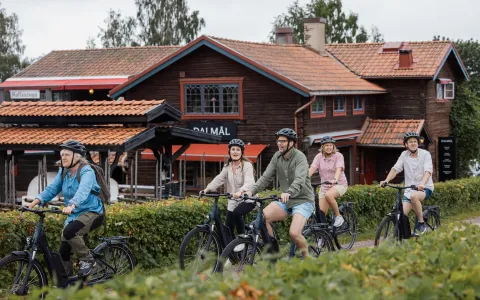 En grupp cyklar i Tällberg.