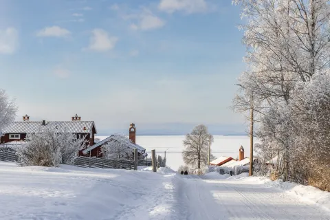 Utsikt i Tällberg vintertid.